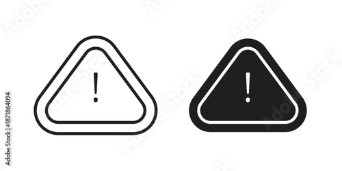 attention signs line and solid version, outline and filled vector design set