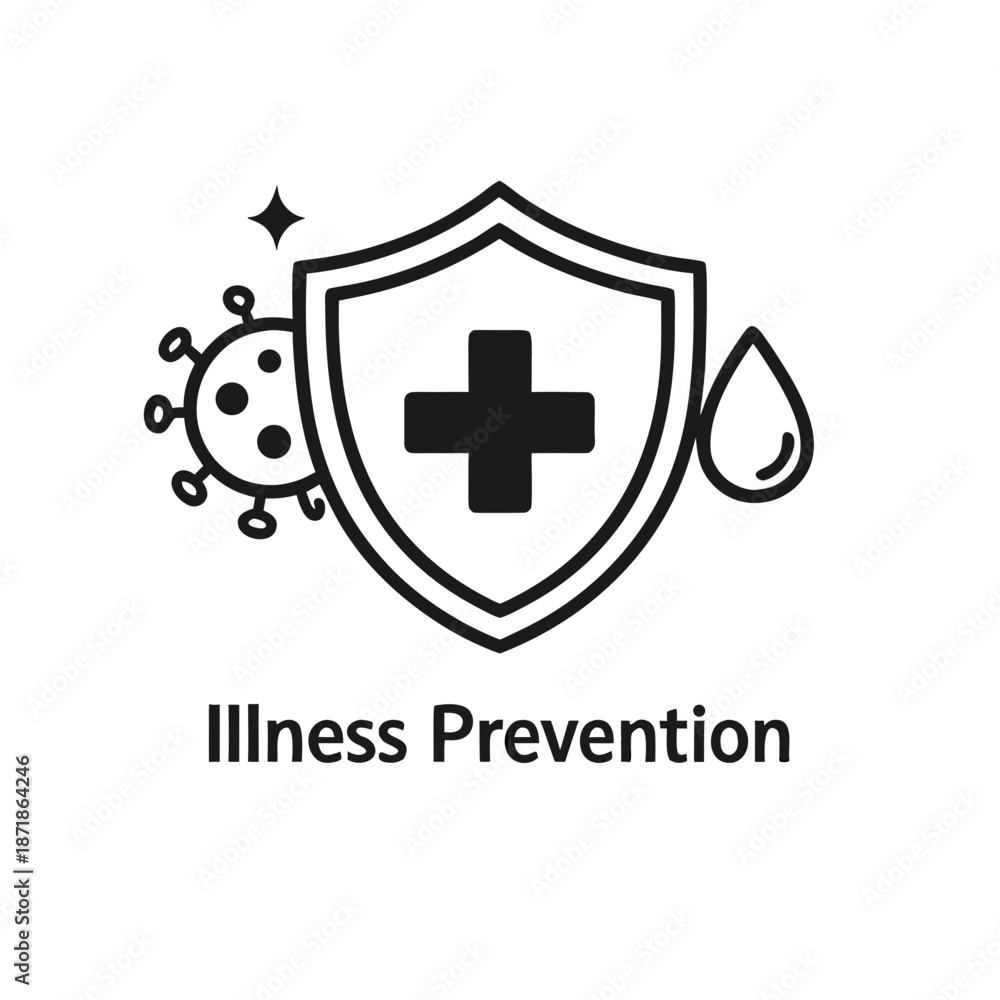 Obraz premium Illness Prevention Icon with Medical Shield