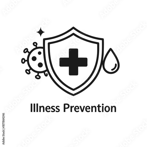 Illness Prevention Icon with Medical Shield