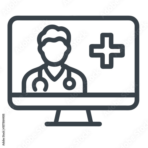 Telemedicine Consultation Icon, Online Healthcare