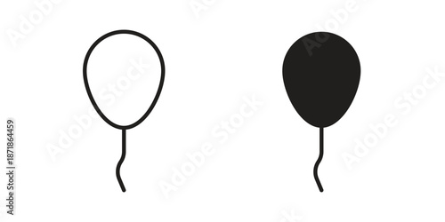 Balloon icons line and solid version, outline and filled vector design set