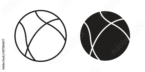Basketball icons line and solid version, outline and filled vector design set