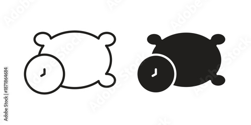Bedtime icons line and solid version, outline and filled vector design set