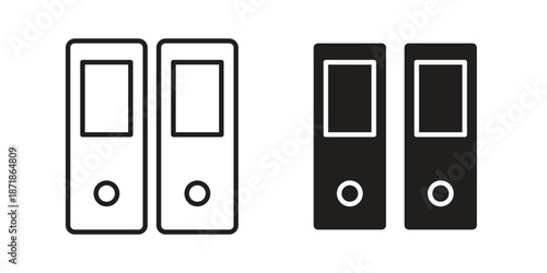 Binder icons line and solid version, outline and filled vector design set