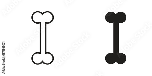 Bones icons line and solid version, outline and filled vector design set