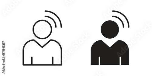 Brand awareness icons line and solid version, outline and filled vector design set