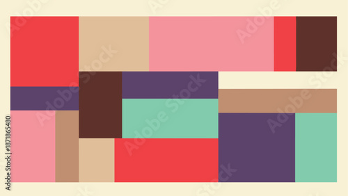 Abstract geometric art with bold color blocks in flat minimalist style