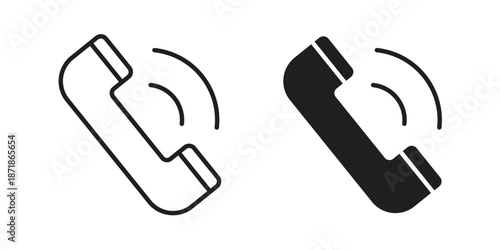 Call icons line and solid version, outline and filled vector design set