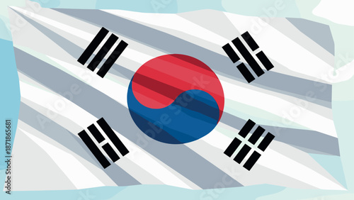 South korean flag waving against clear sky background
