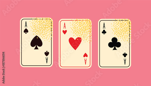 Hand Holding Ace of Hearts Playing Card Vector with Magic Sparkles, Minimalist Gambling and Casino Design, Mystical Fortune. Flat illustration design magic performance and illusion concept