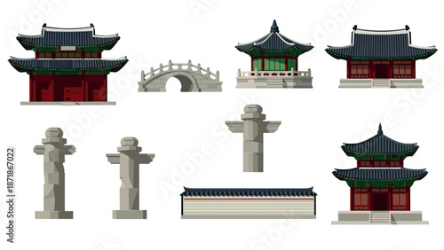 Traditional korean architecture elements: temples, pagodas, and cultural monuments