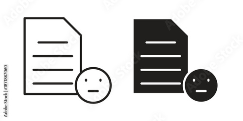 Complaint icons line and solid version, outline and filled vector design set