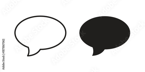 Comments icons line and solid version, outline and filled vector design set