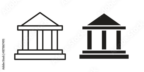 Court icons line and solid version, outline and filled vector design set