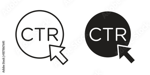 CTR icons line and solid version, outline and filled vector design set