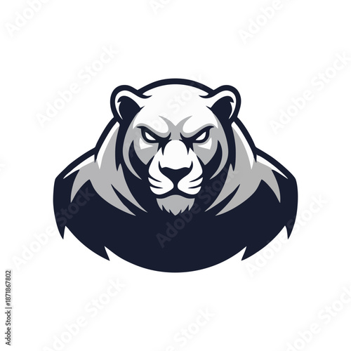 Fierce Panther Head Mascot Logo - A Powerful and Aggressive Animal Emblem