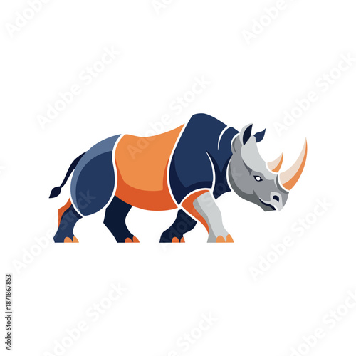 Stylized Rhinoceros Illustration - A Bold and Geometric Representation of the Majestic Animal