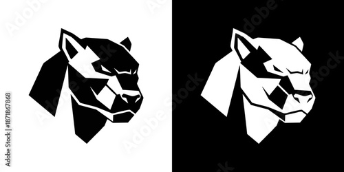 Powerful Panther Logo Design in Black and White, Symbolizing Strength and Elegance