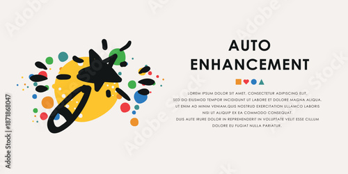 auto enhancement doodle icon, banner concept vector design.