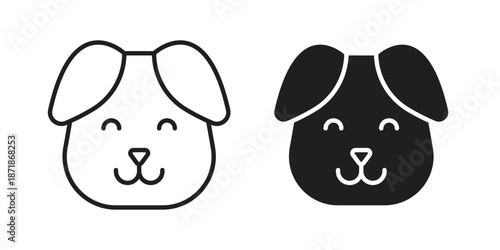 Dog icons line and solid version, outline and filled vector design set