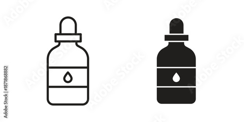 Essential oils icons line and solid version, outline and filled vector design set