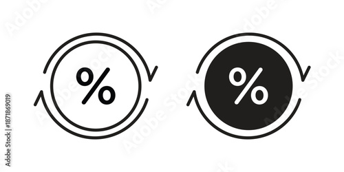 Exchange rate icons line and solid version, outline and filled vector design set