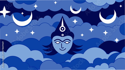 Silhouetted figure meditating under a canopy of trees Vector