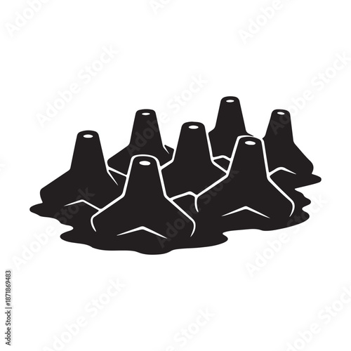 Tetrapod Breakwater Structures for Coastal Protection Vector Icon