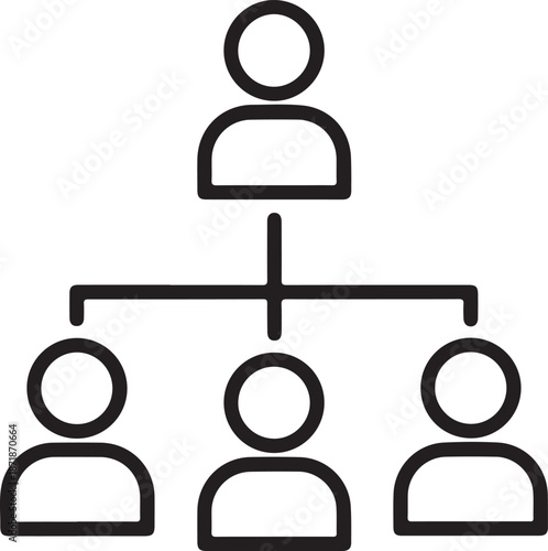 Simple black icon of a hierarchical organization chart hierarchy team