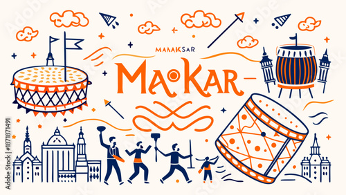 Mystical forest with divine symbol Vector