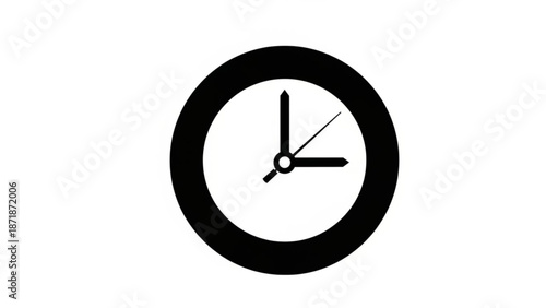 Black Clock Isolated on White Background