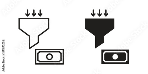 Lead conversion icons line and solid version, outline and filled vector design set