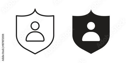 Life insurance icons line and solid version, outline and filled vector design set