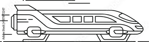 Futuristic High-Speed Train Design Line Art.