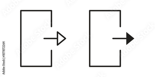 Logout icons line and solid version, outline and filled vector design set