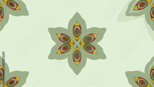 Symmetrical floral pattern in soft pastel colors Vector