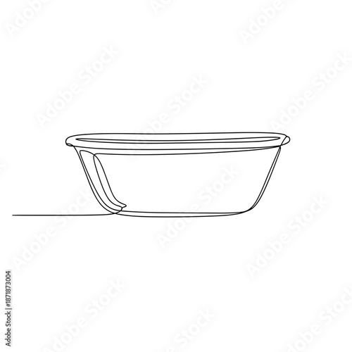 Minimalist line art of a modern bathtub on white background