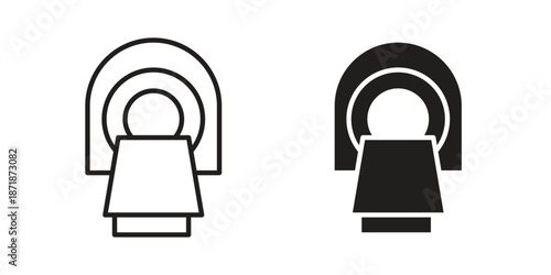 MRI icons line and solid version, outline and filled vector design set