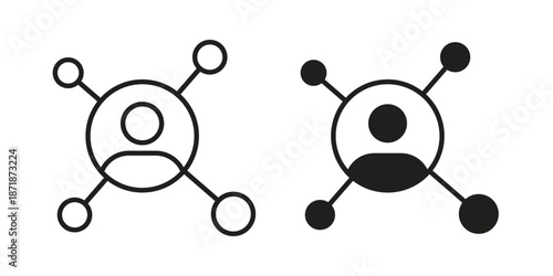 Network icons line and solid version, outline and filled vector design set
