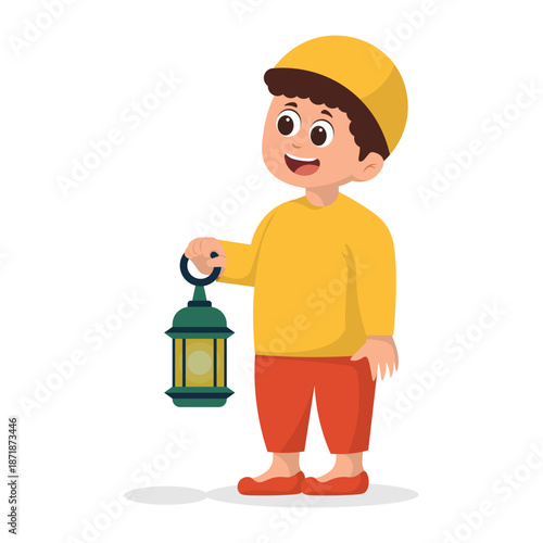 Cartoon Children Celebrating Eid al-Fitr Illustration