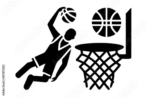 basketball player dunking silhouette illustration for sports and basketball design