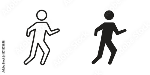 Pedestrian icons line and solid version, outline and filled vector design set