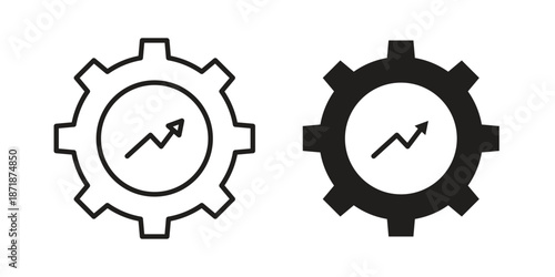 Productivity icons line and solid version, outline and filled vector design set
