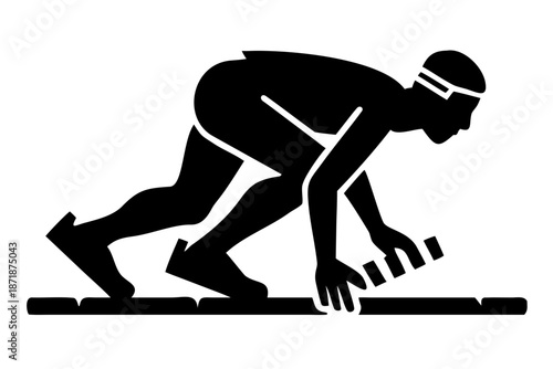 runner on starting blocks silhouette illustration for sports and athletics design
