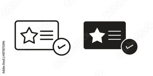 Qualification icons line and solid version, outline and filled vector design set