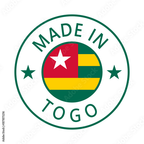 Togo Made in Stamp in circle with flag Vector template on white background