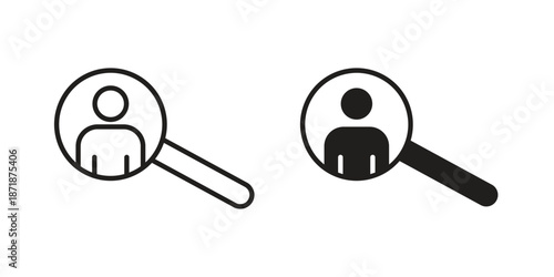 Recruitment icons line and solid version, outline and filled vector design set