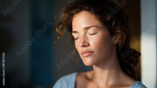 Wallpaper Mural Light therapy treatment for emotional balance showing relaxed individual, bright light exposure, mental wellness support, stress reduction, self care and modern health lifestyle cinematic color Torontodigital.ca