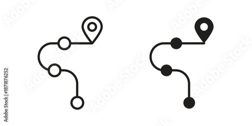 Roadmap icons line and solid version, outline and filled vector design set