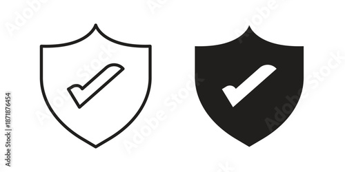 Safe icons line and solid version, outline and filled vector design set